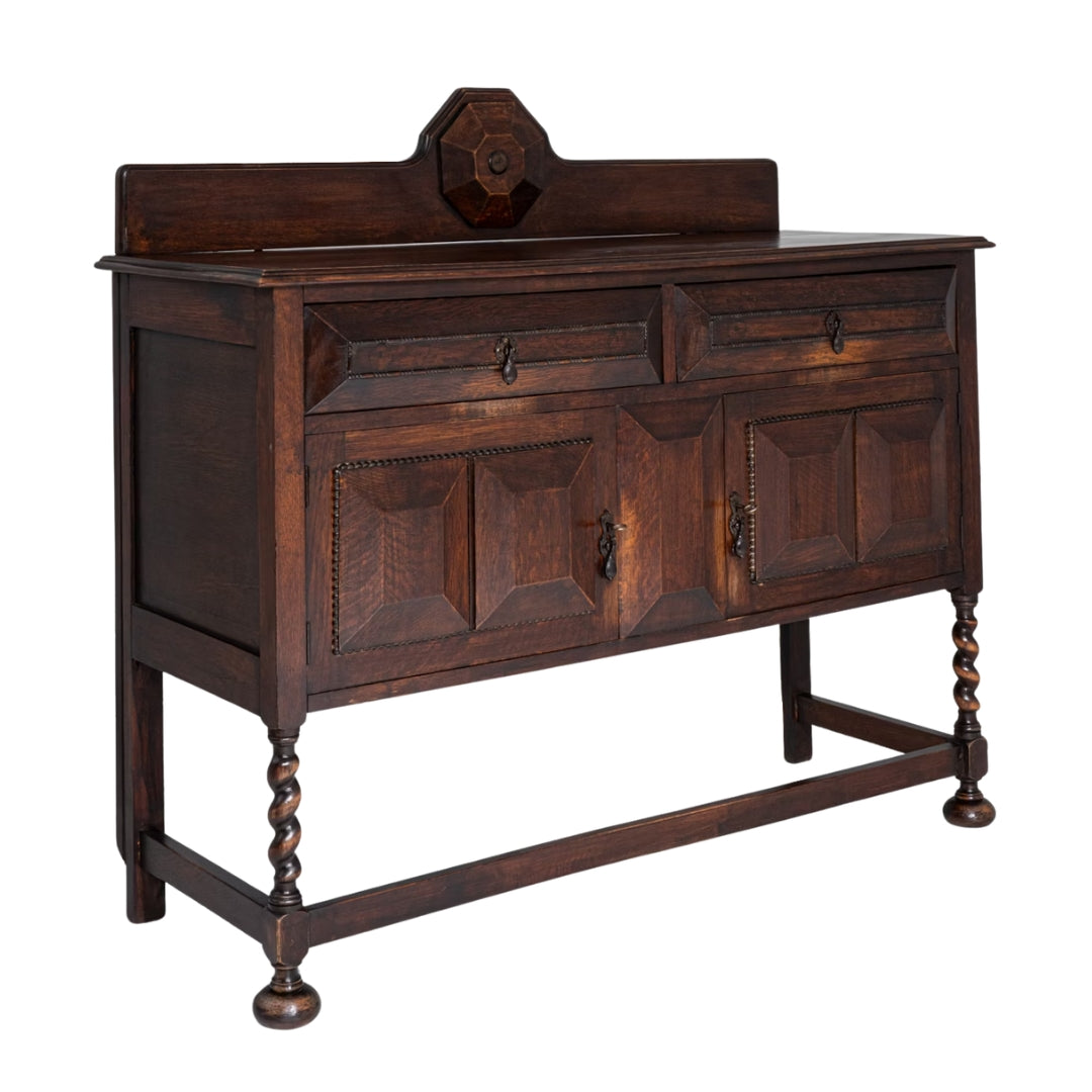 Richly Stained Vintage Wood Sideboard, Circa 1910