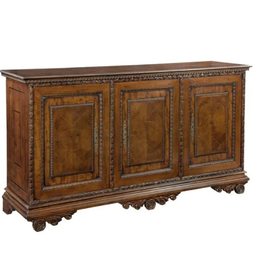 Rich Ribbon Trimmed Wood Sideboard
