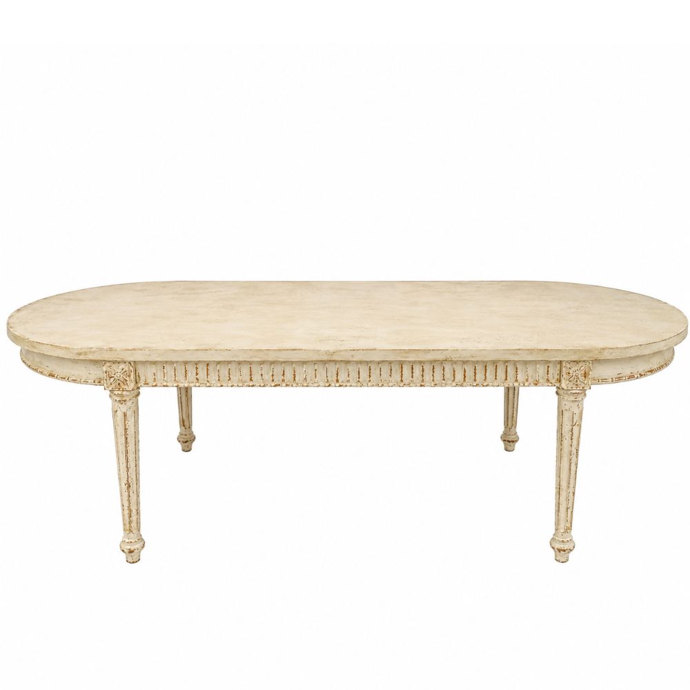 Antique Cream French Farmhouse Oval Dining Table