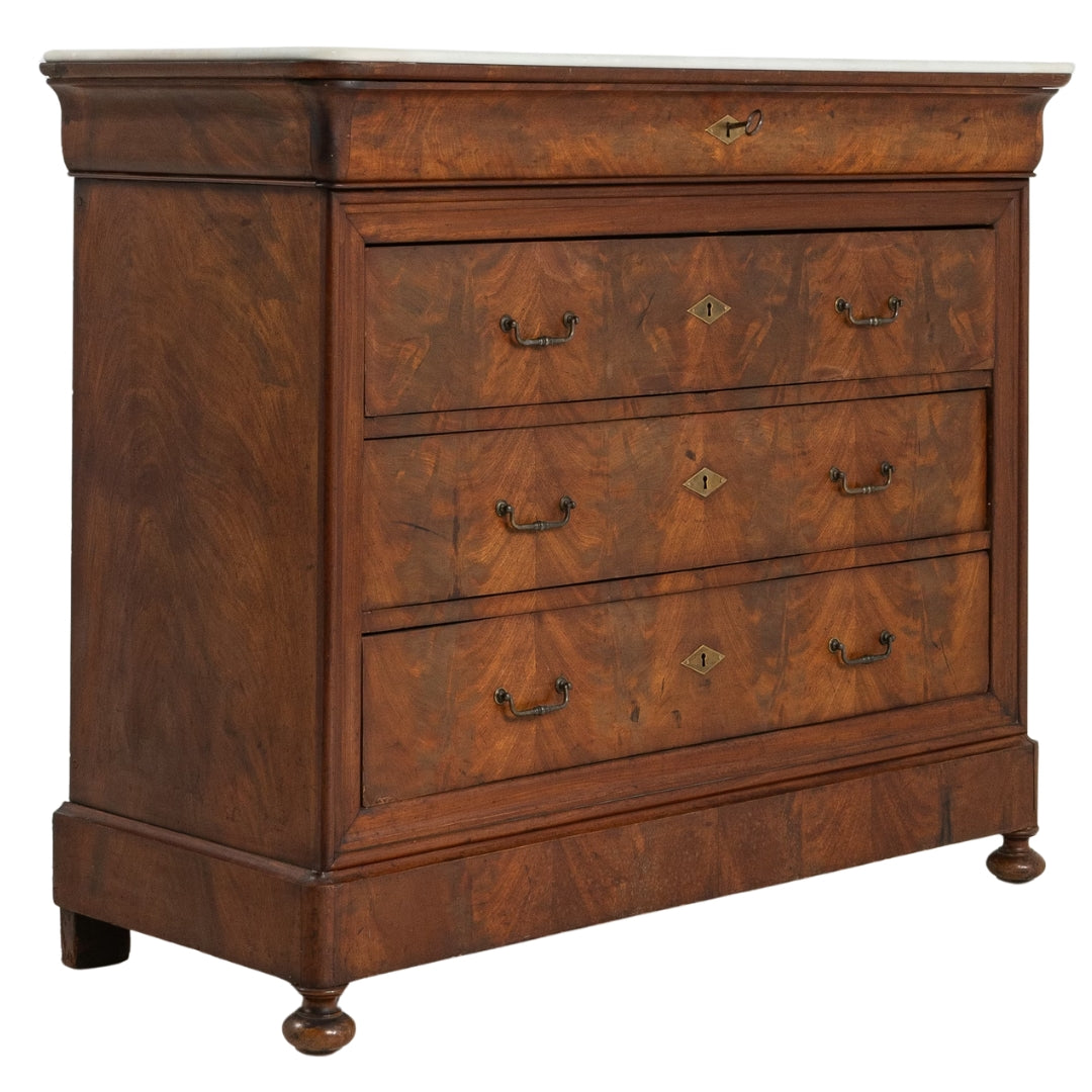 Antique Flame Mahogany Chest of Drawers, Circa 1870