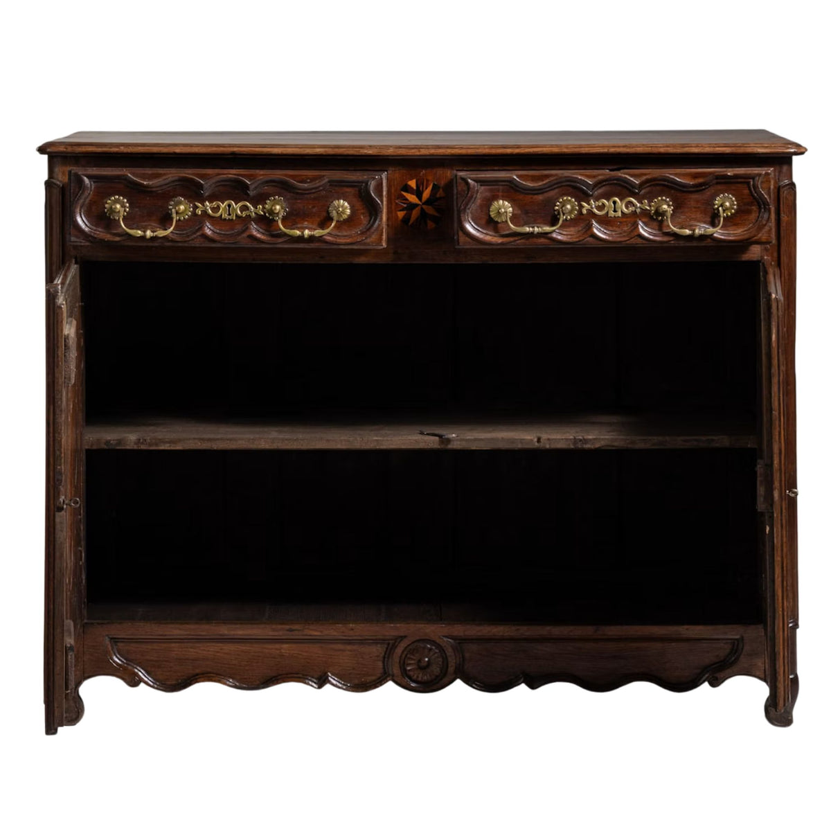 Antique French Provincial Carved Oak Enfilade Buffet, Circa 1800