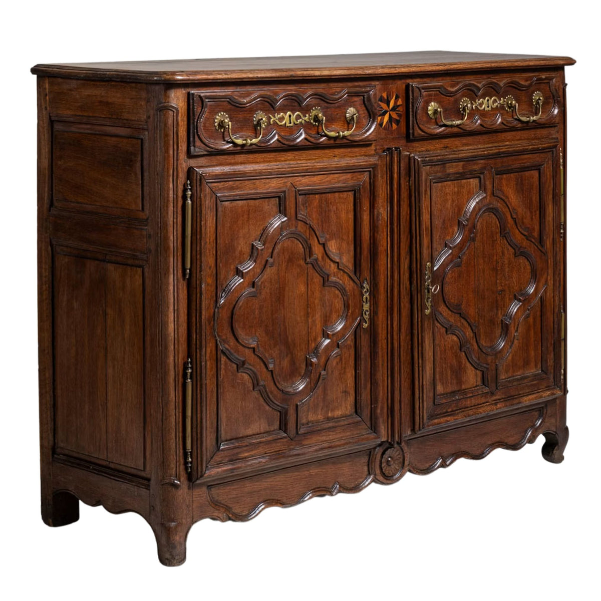 Antique French Provincial Carved Oak Enfilade Buffet, Circa 1800