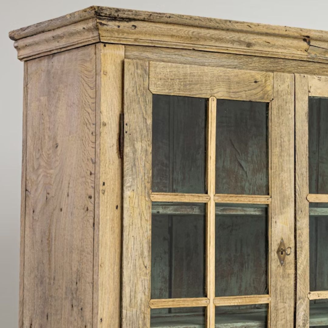 Antique German Oak Vitrine Cabinet, Circa 1840