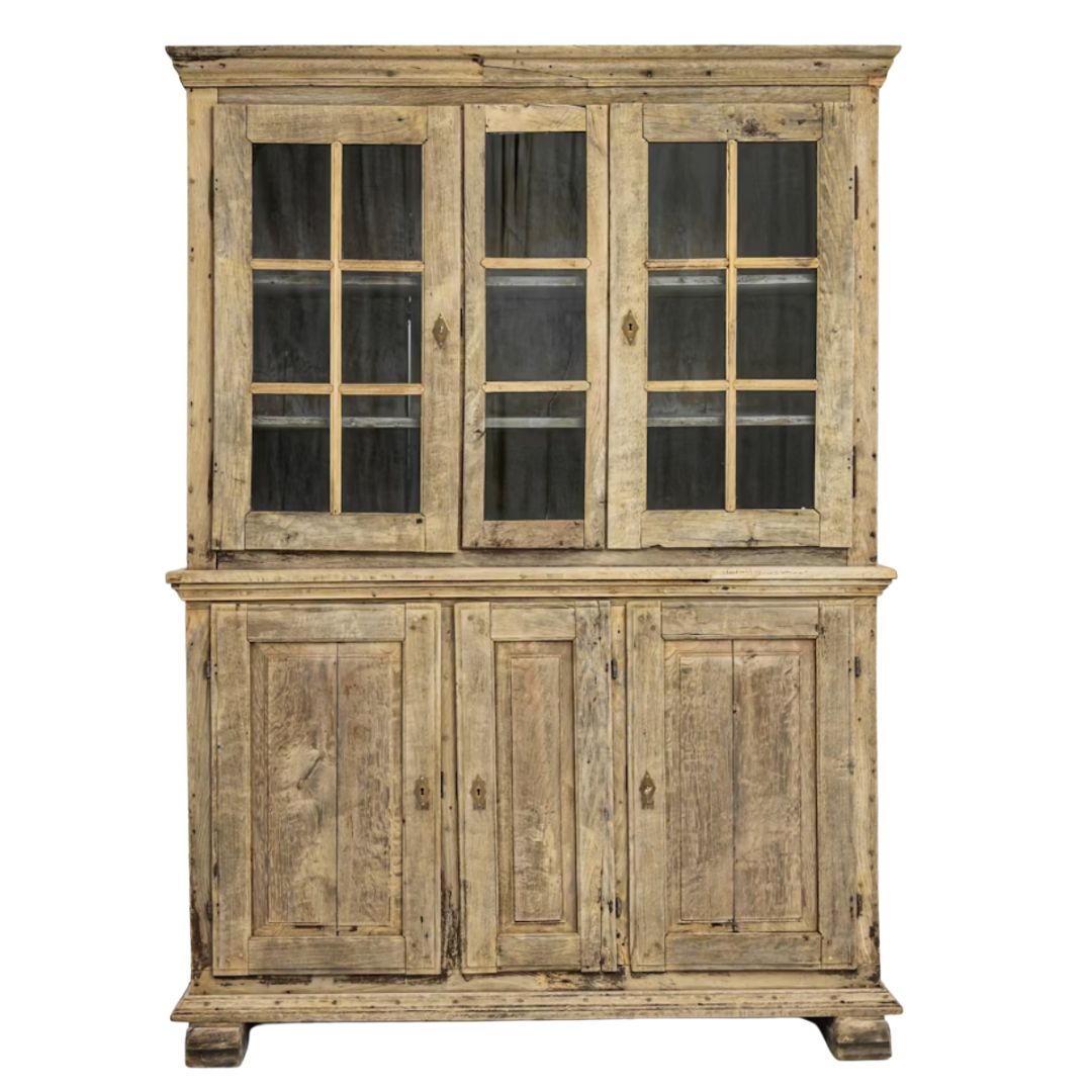 Antique German Oak Vitrine Cabinet, Circa 1840