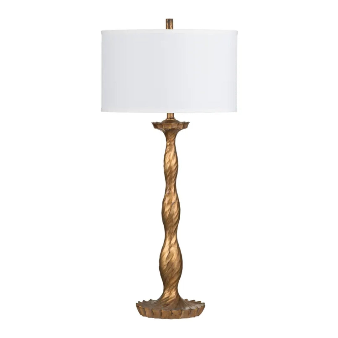 Antique Gold Twisted Table Lamps - Pair