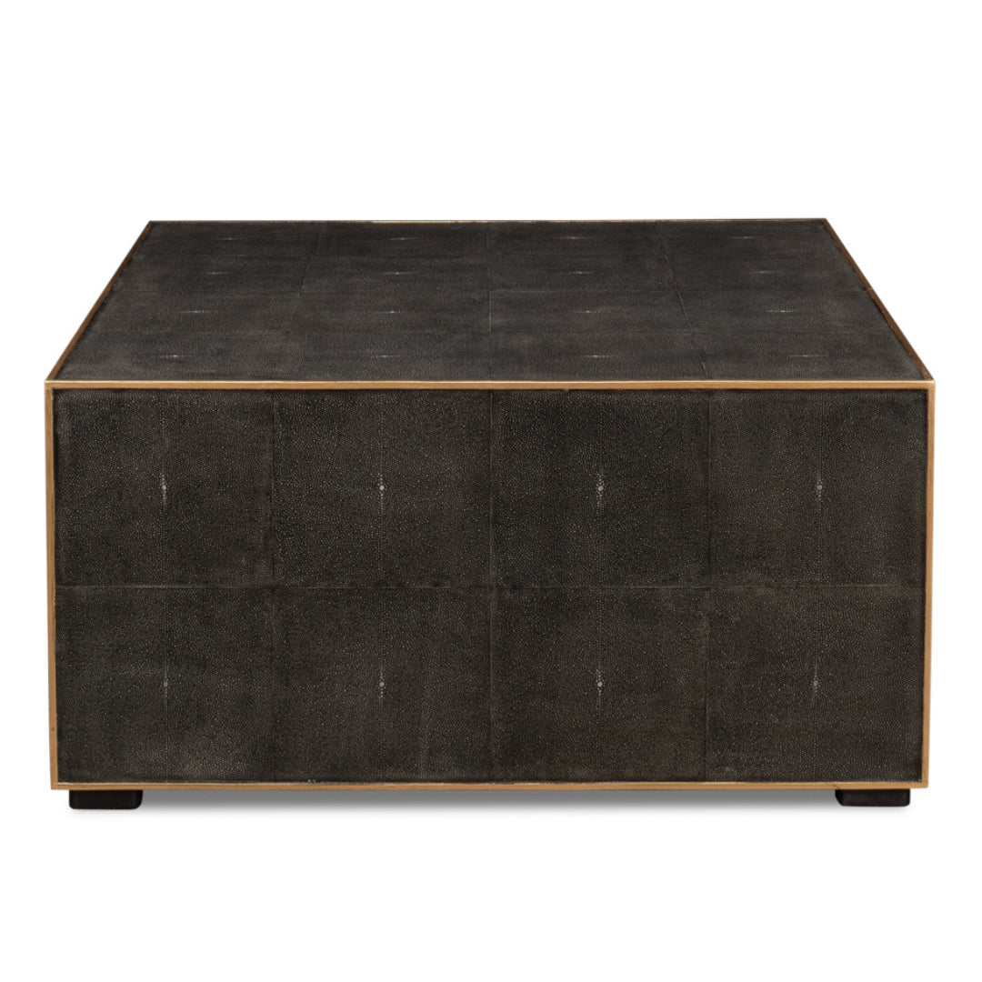 Antique Gray Leather Coffee Table