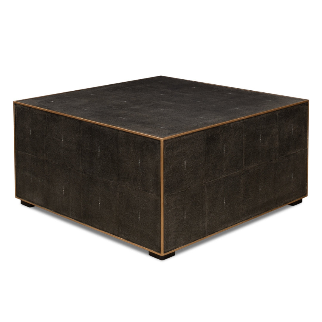 Antique Gray Leather Coffee Table