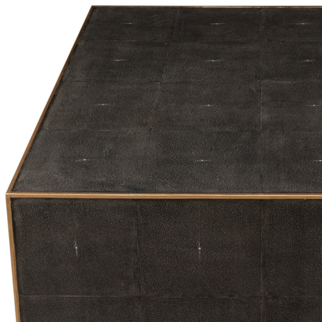 Antique Gray Leather Coffee Table