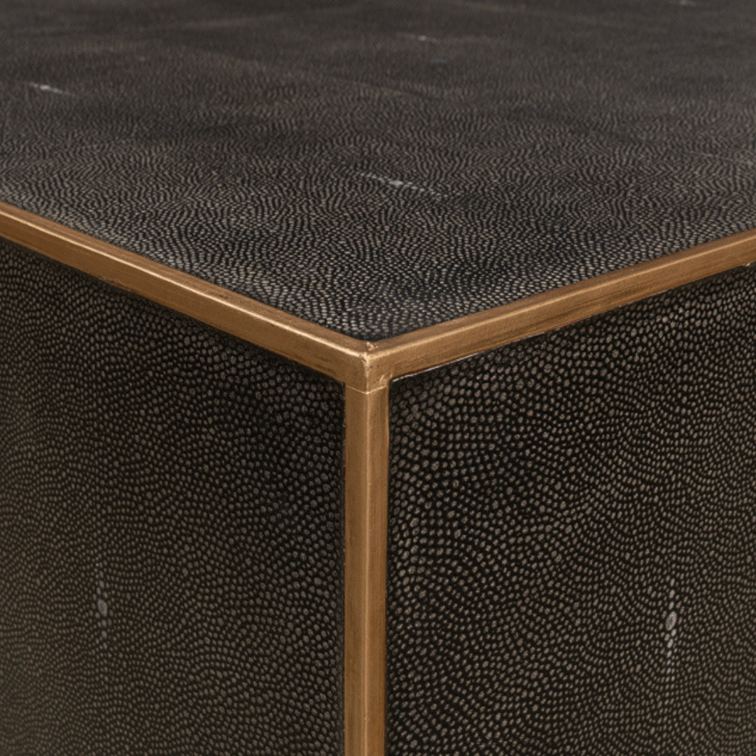 Antique Gray Leather Coffee Table