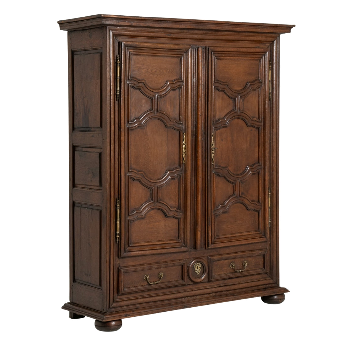 Carved Door Antique French Armoire Cabinet, Circa 1780