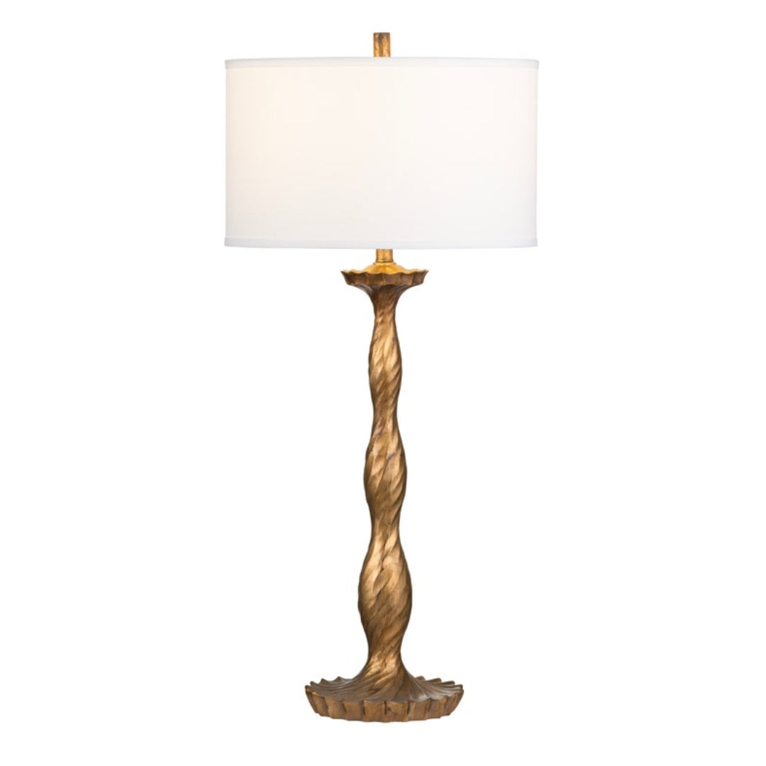Antique Gold Twisted Table Lamps - Pair
