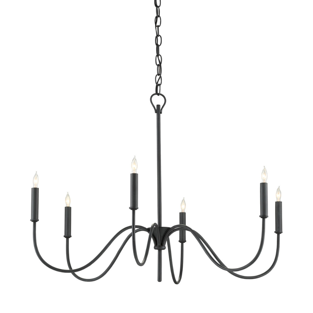 Arched Arms Black Iron Chandelier
