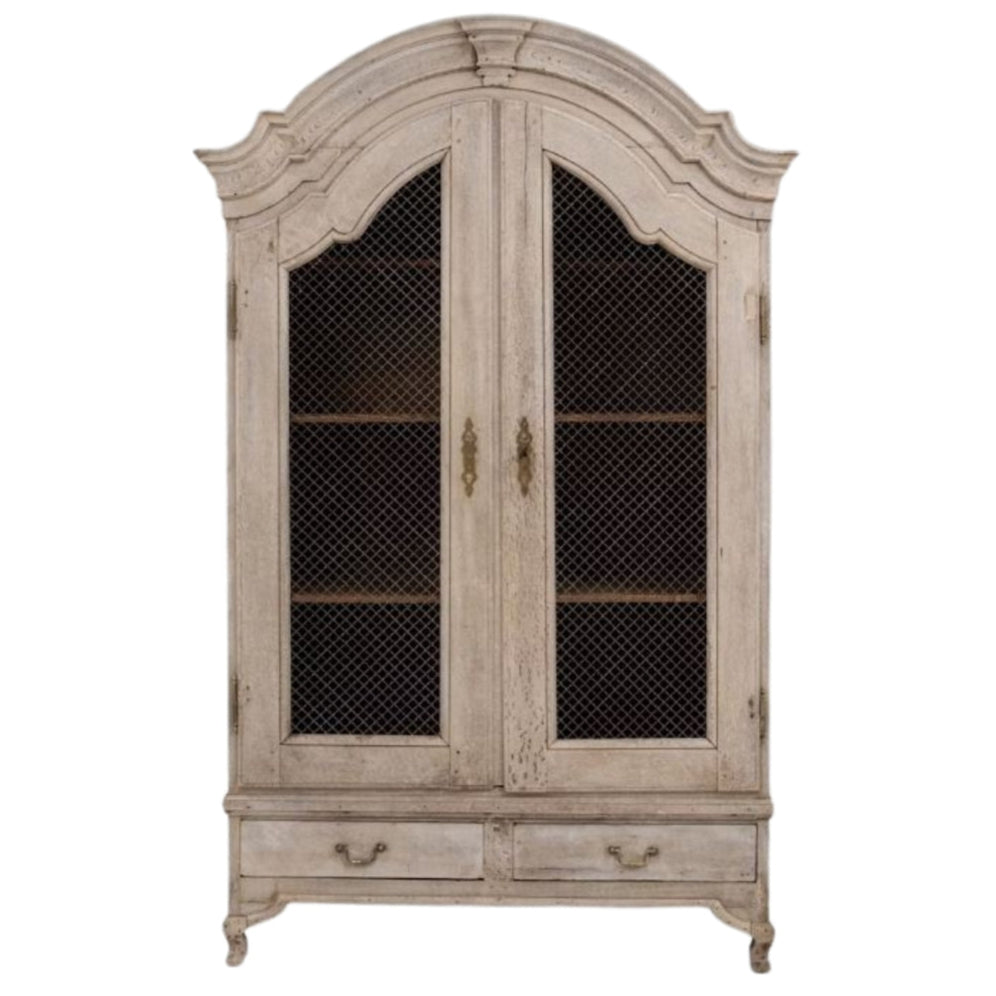 Arched Ornate French Cabinet with Mesh Wire Doors, Circa 1860