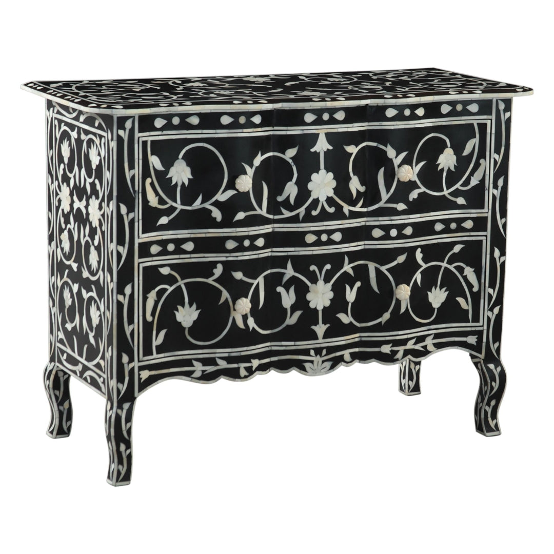 Artisan Floral Leaf Ivory Inlay Chest