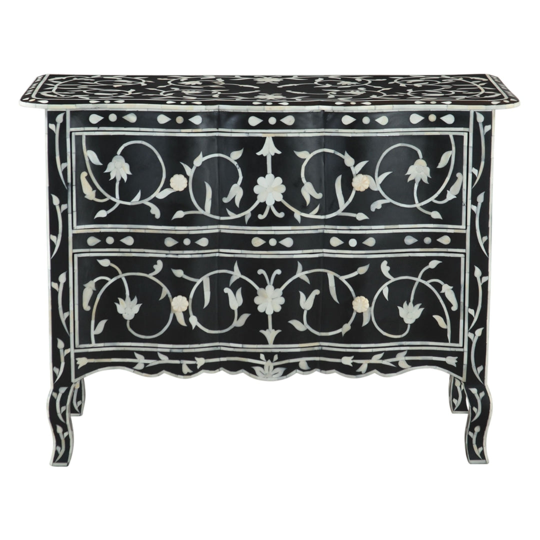 Artisan Floral Leaf Ivory Inlay Chest
