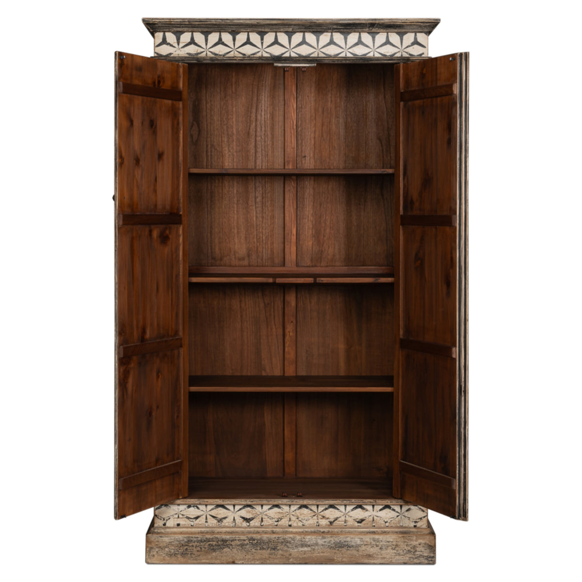 Moroccan Black and Cream Painted Armoire