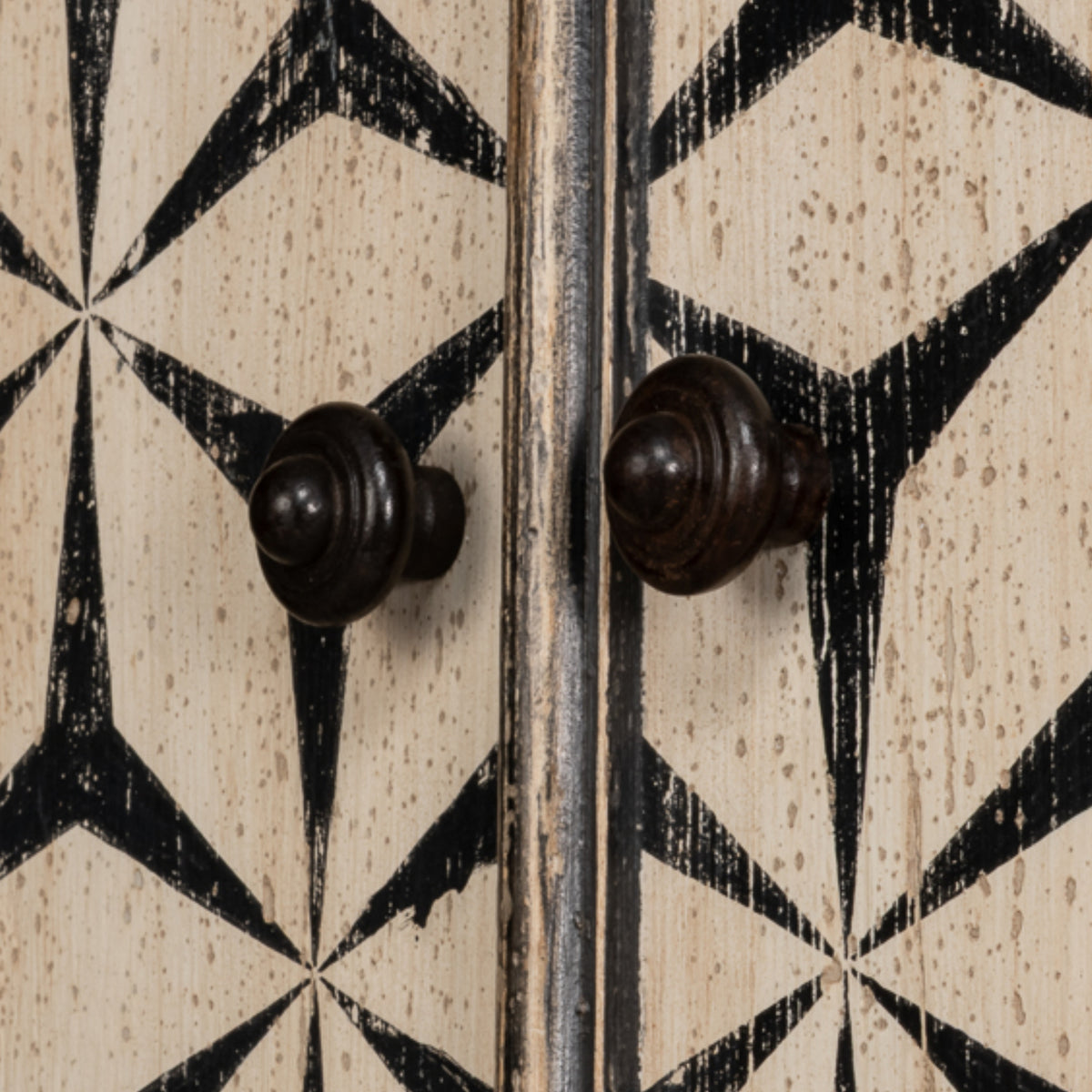 Moroccan Black and Cream Painted Armoire
