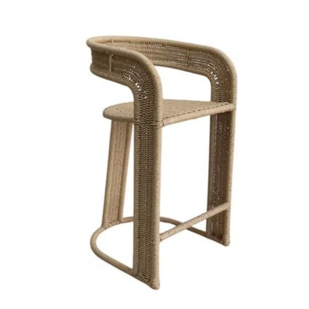 Curved Back Handwoven Counter Stool