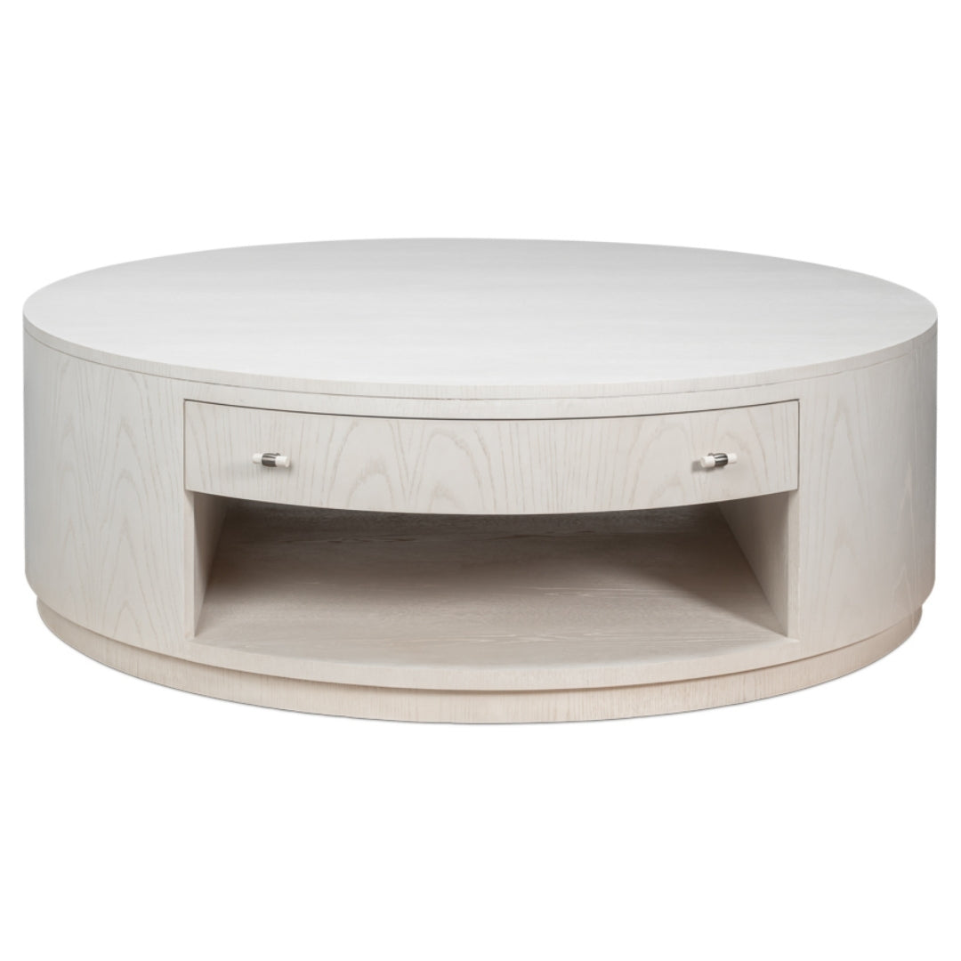 Ash Wood White Round Coffee Table