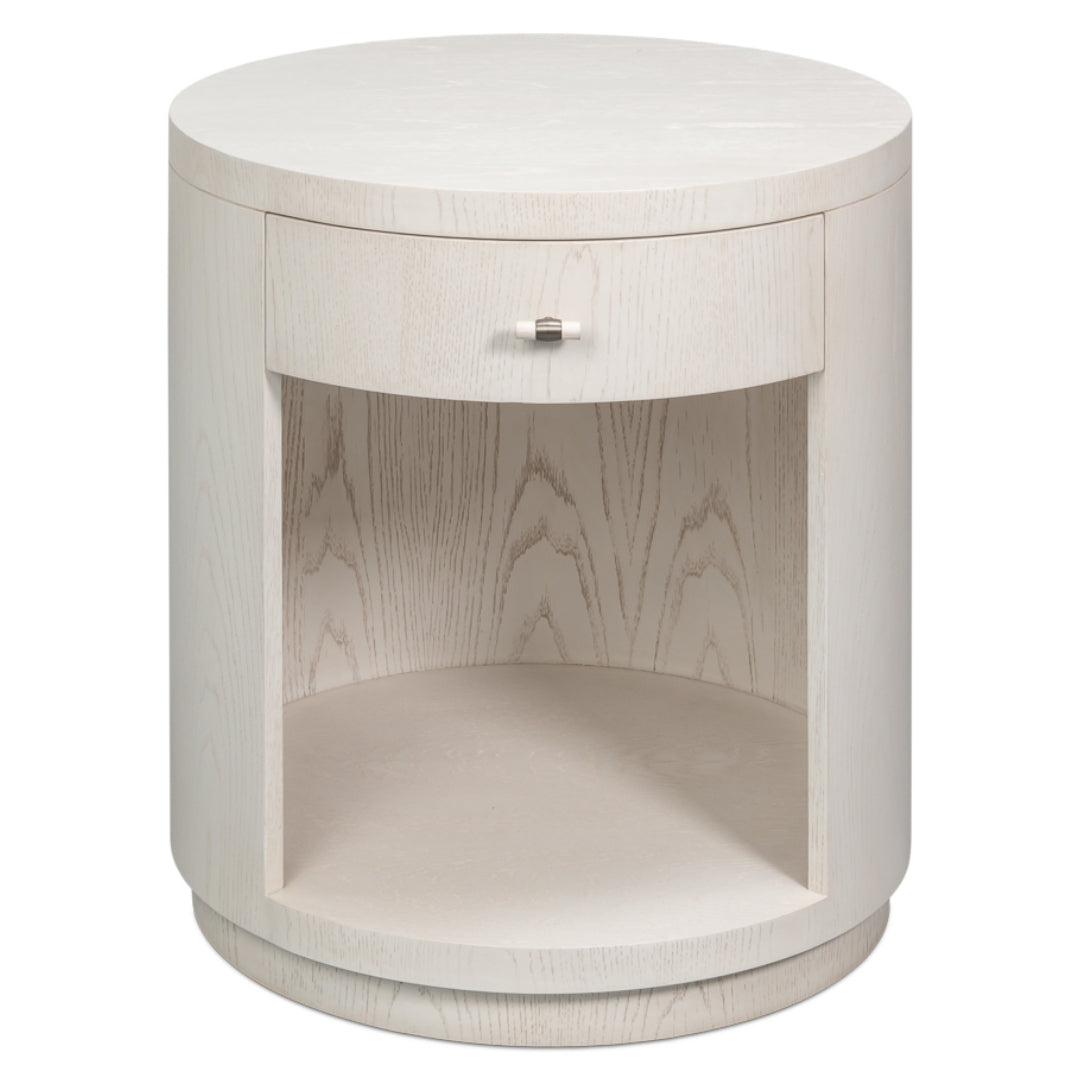 Ash Wood White Round Accent Table
