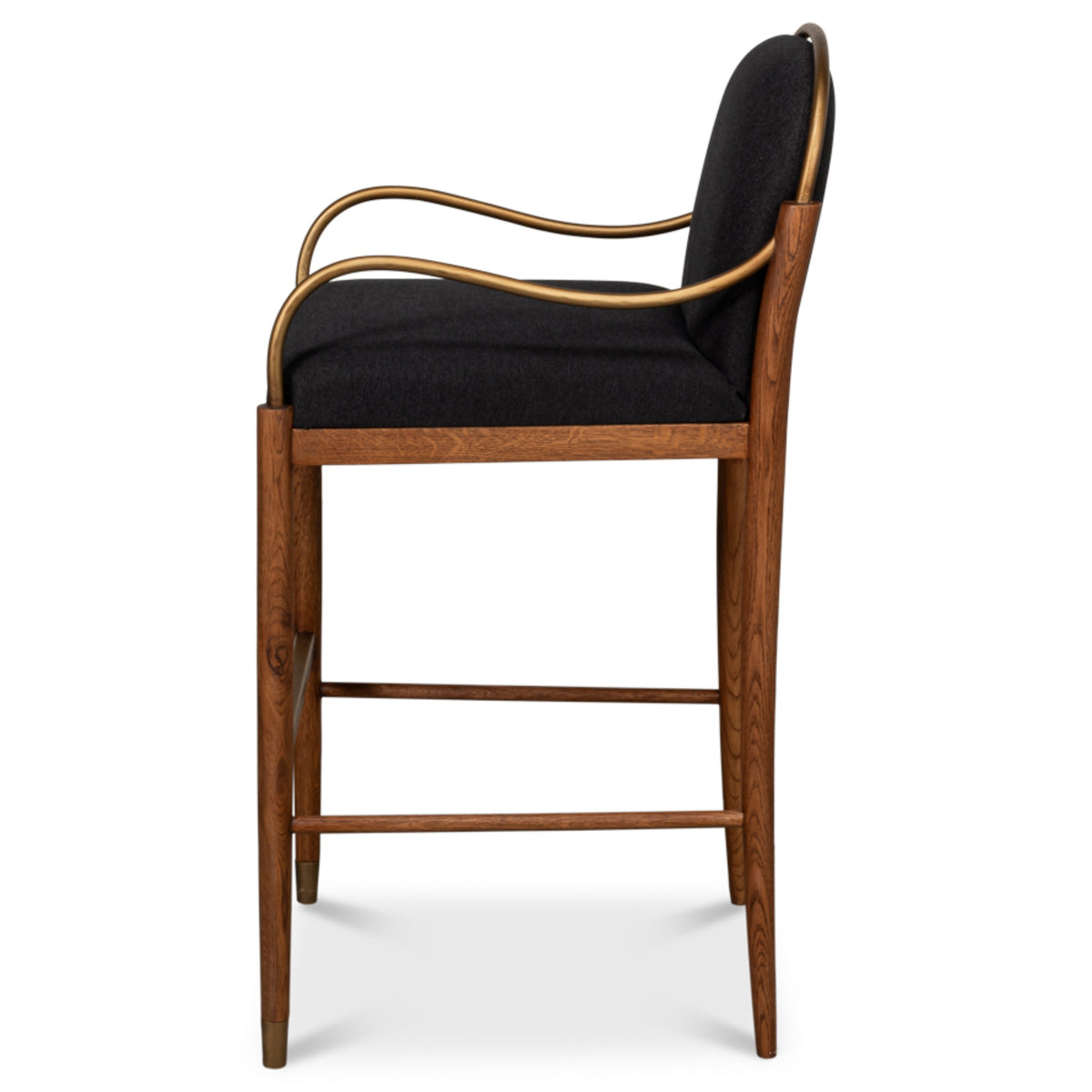 Aurelle Black Upholstered Oak Bar Stool