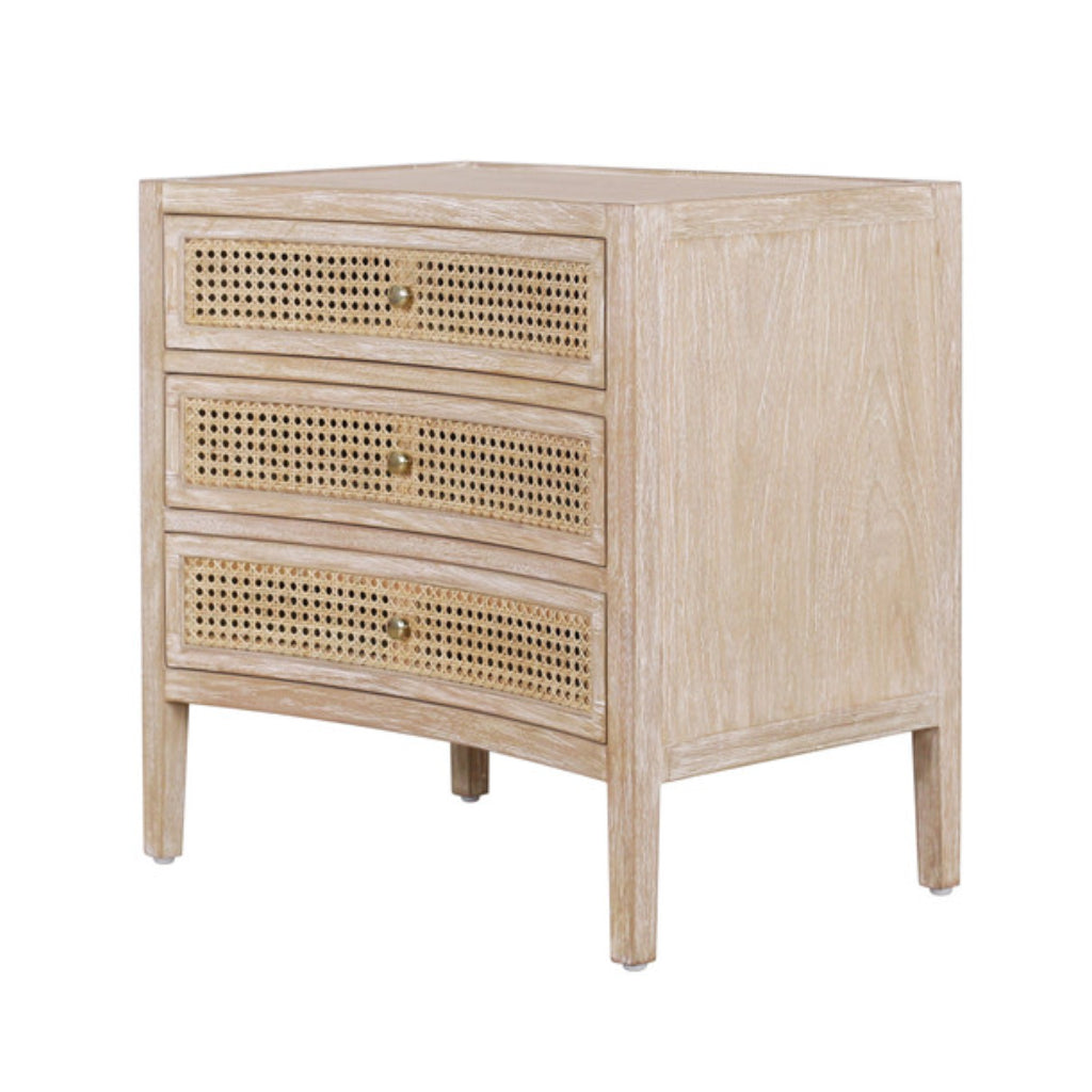 Natural Curved Side Chest with Cane Drawers