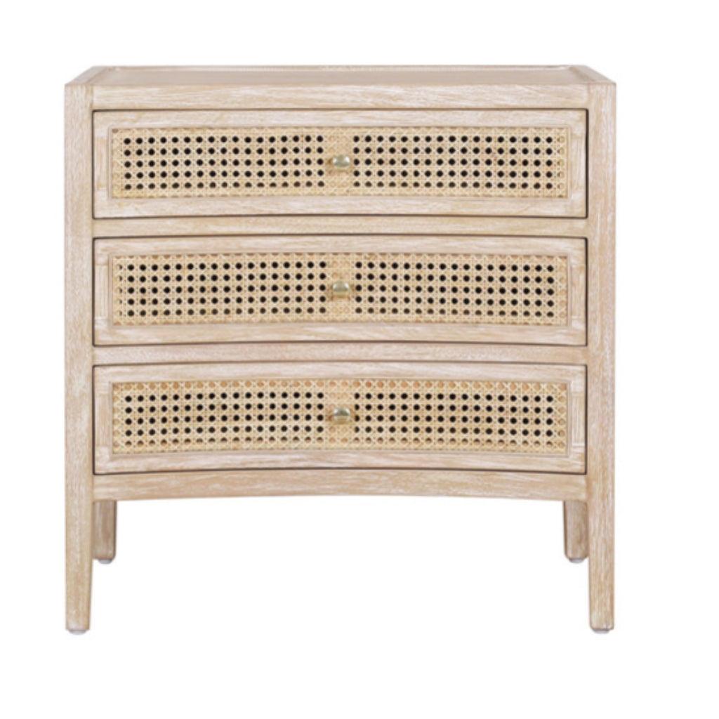 Natural Curved Side Chest with Cane Drawers