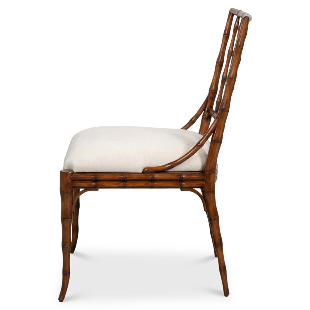 Bamboo Back Chenille Dining Chairs - Pair