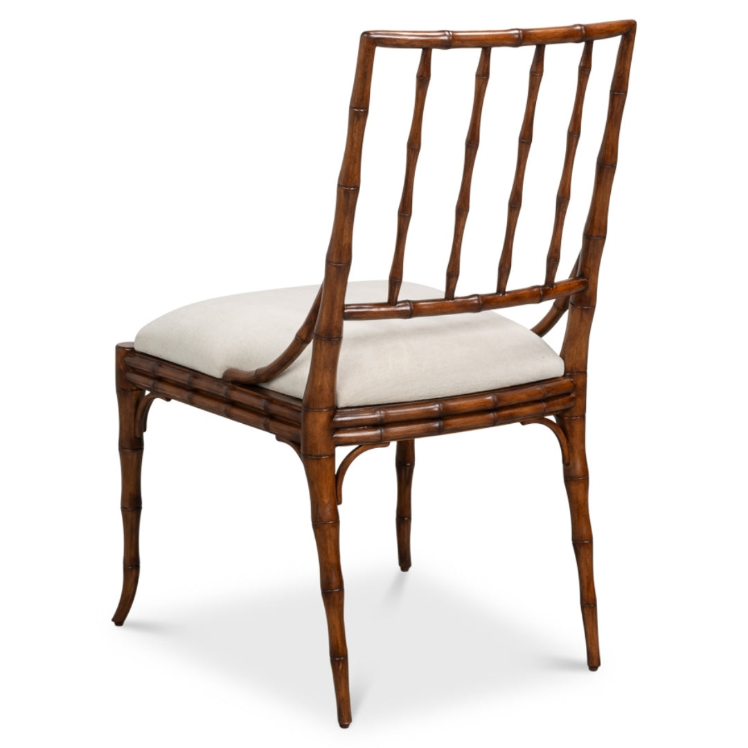 Bamboo Back Chenille Dining Chairs - Pair
