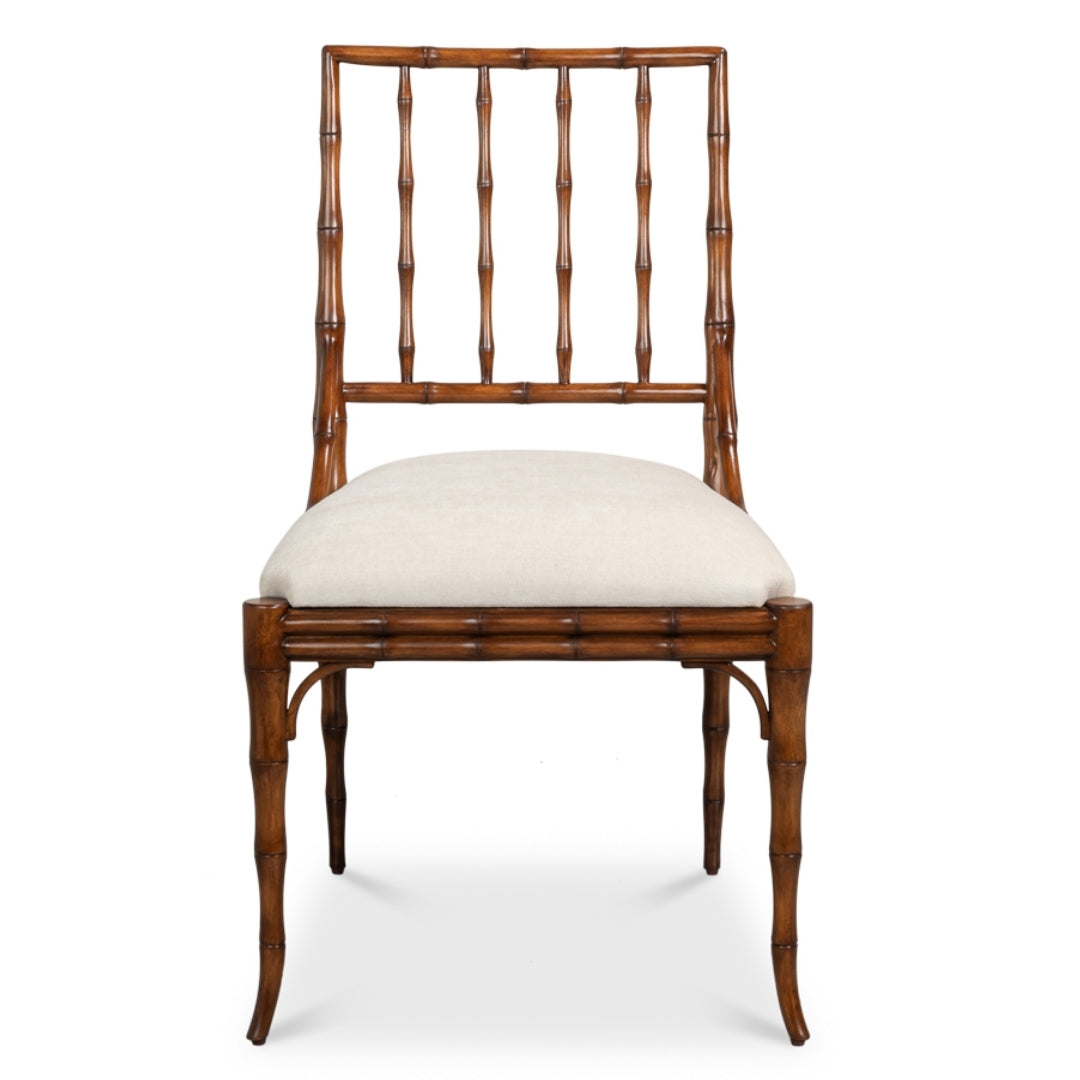 Bamboo Back Chenille Dining Chairs - Pair