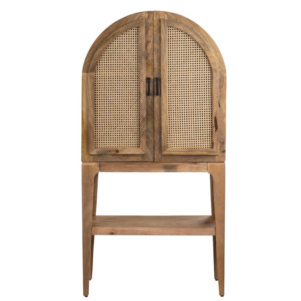 Arched Cane Bar Cabinet