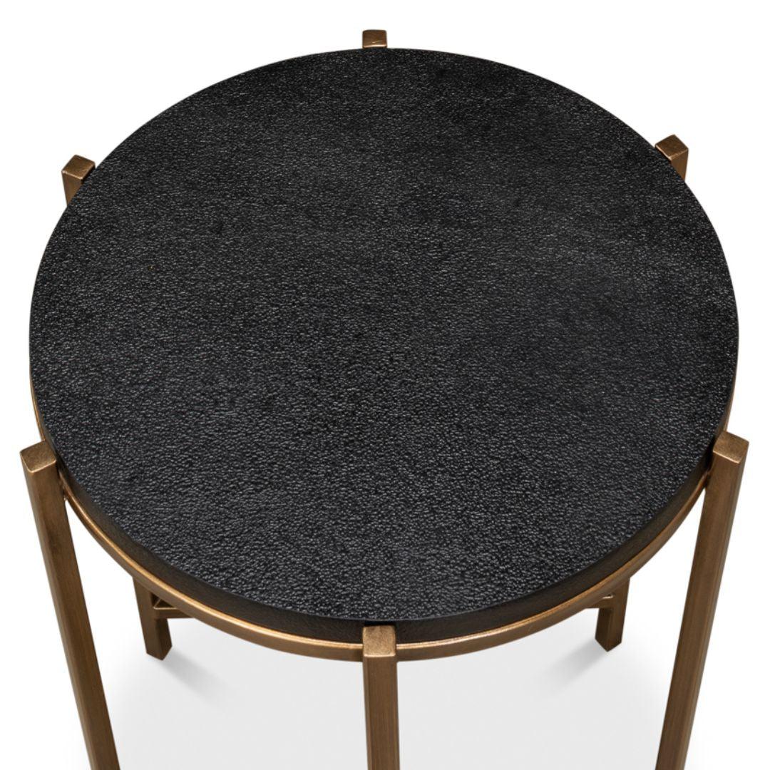 Contemporary Gold Shagreen Top Side Table