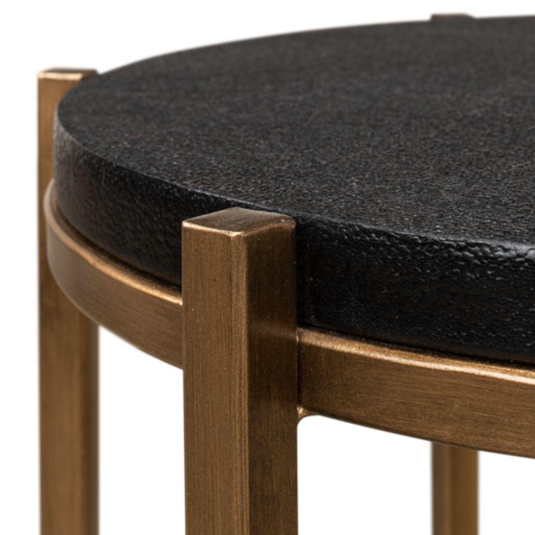 Contemporary Gold Shagreen Top Side Table