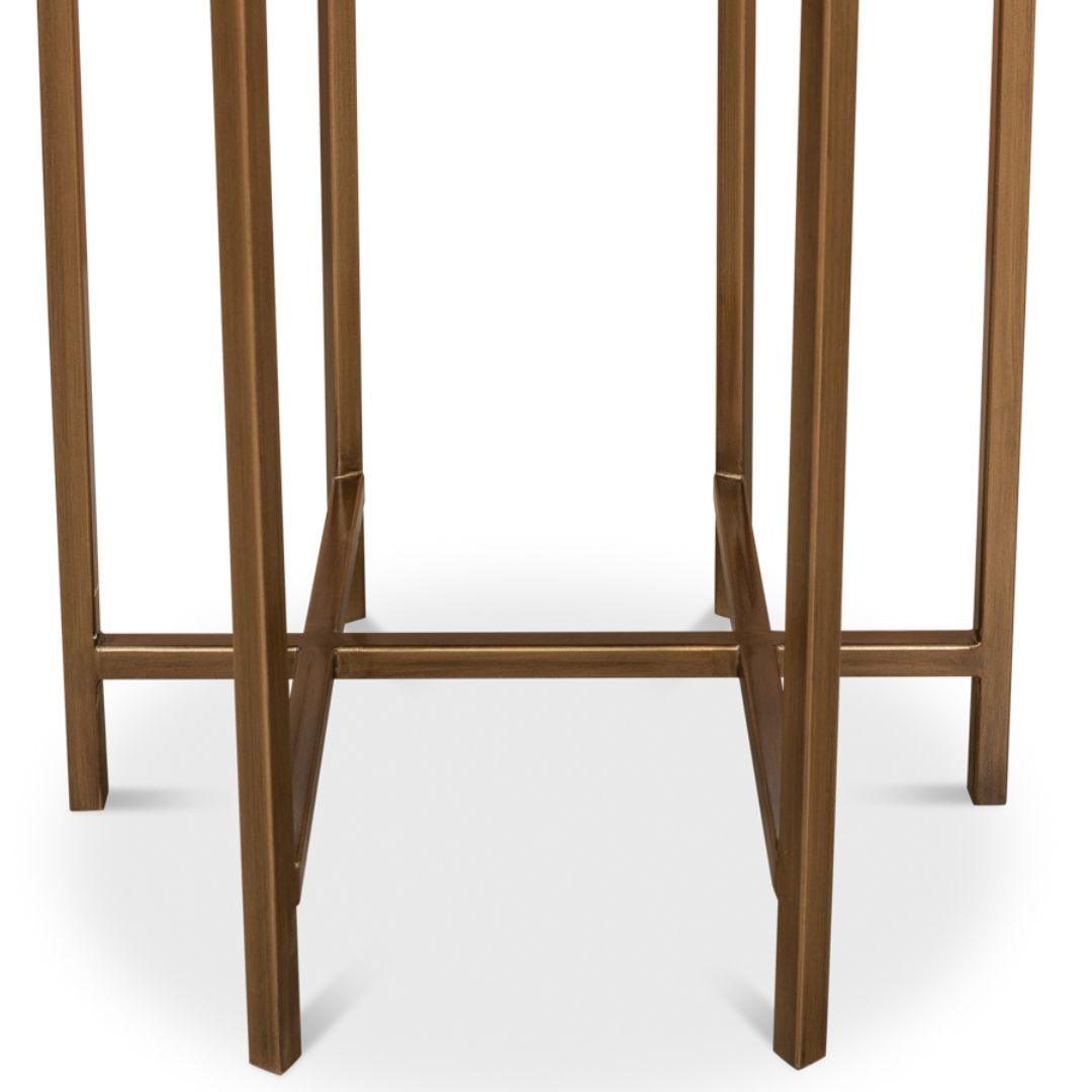 Contemporary Gold Shagreen Top Side Table