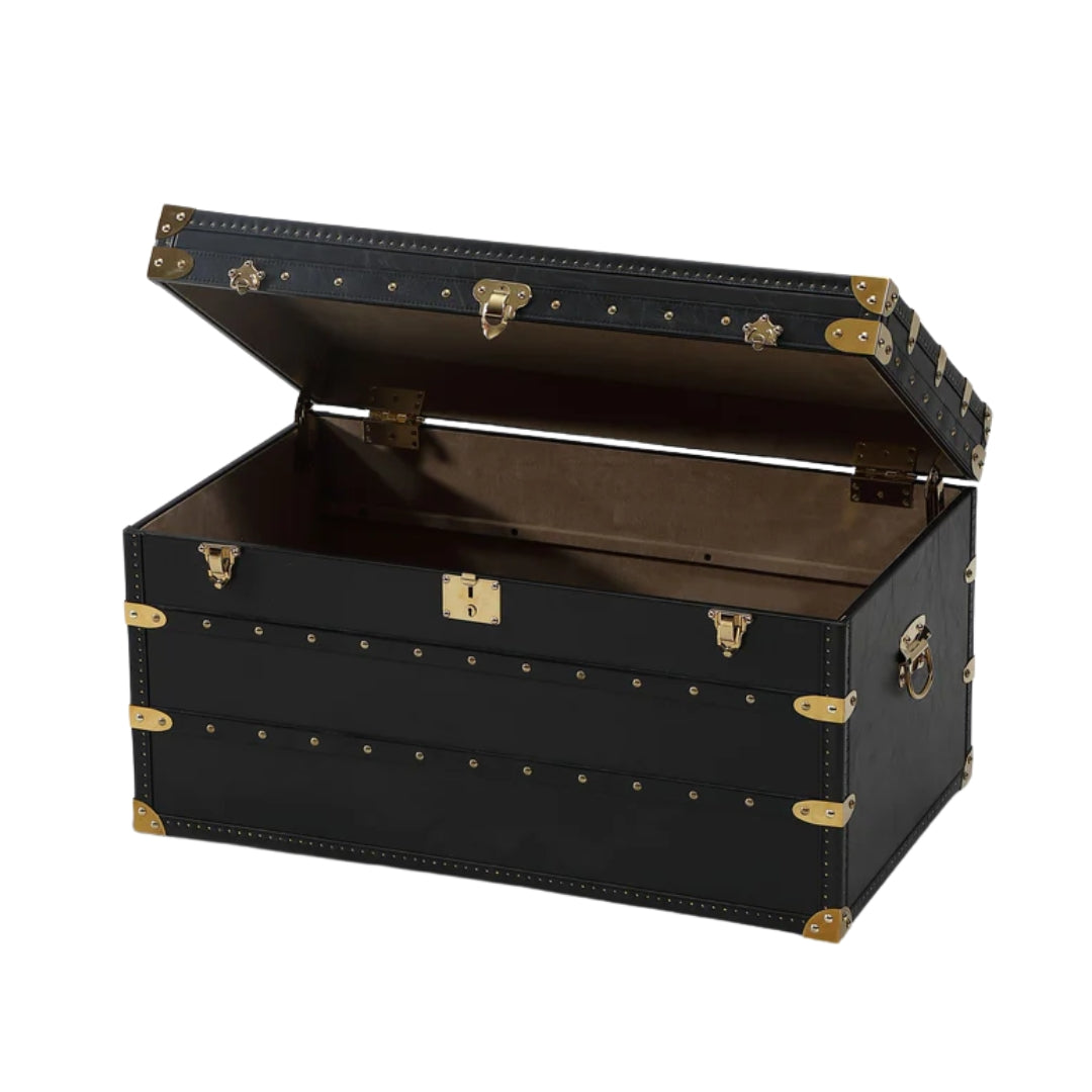 Black Vintage Gold Metal Trunk Coffee Table