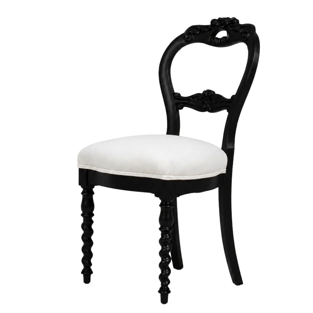Black Victorian Cameo-Back Chairs, Set of 4, Circa 1910