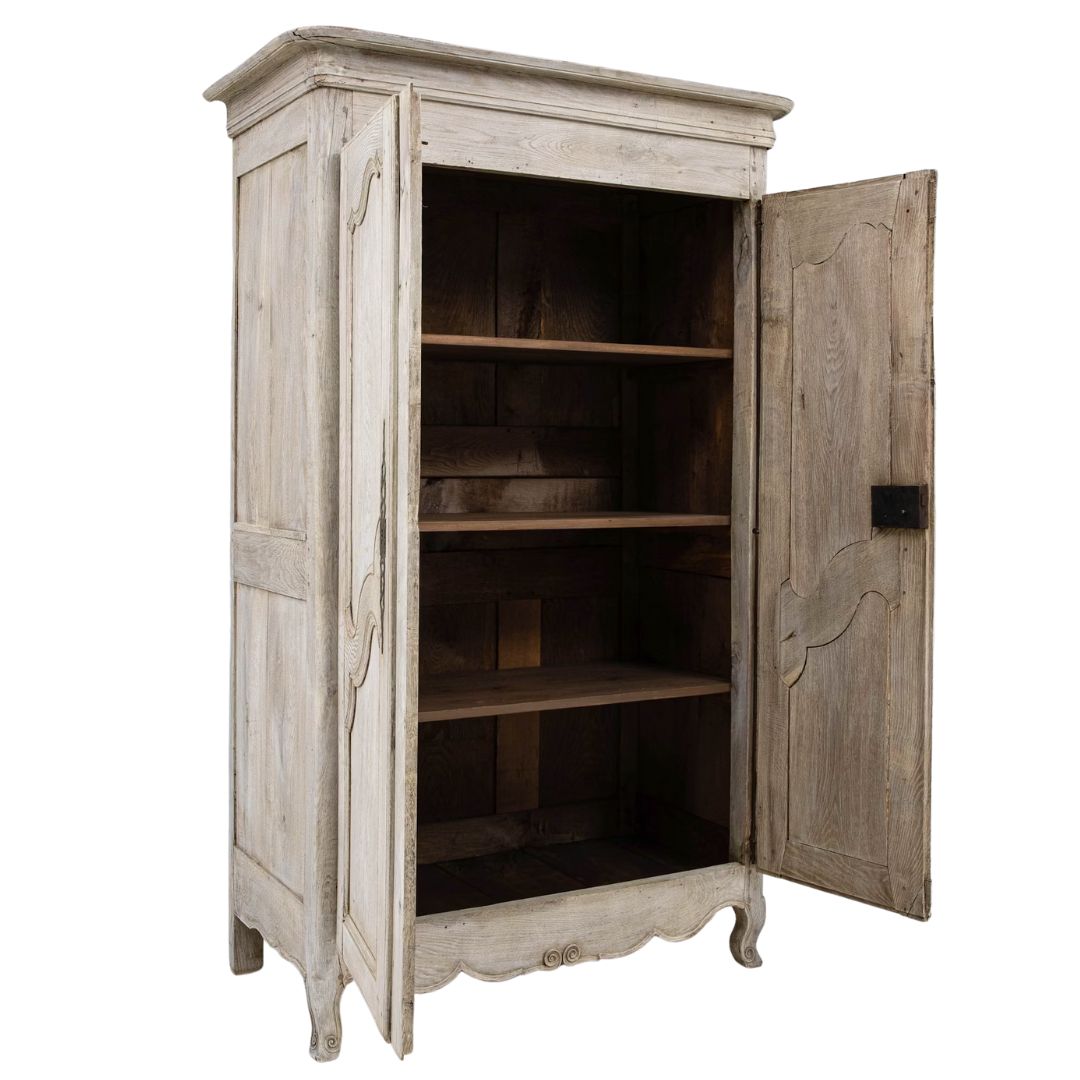Vintage French Bleached Oak Cabinet, Circa 1870