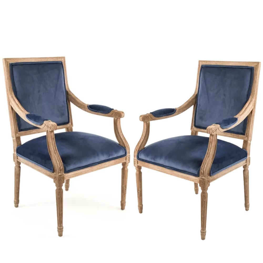 Blue Velvet Square Back Armchair