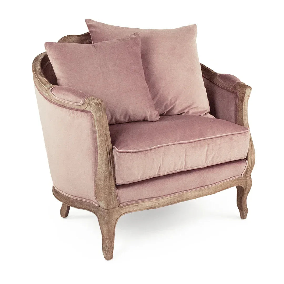 Blush Rose Velvet French Accent Chair