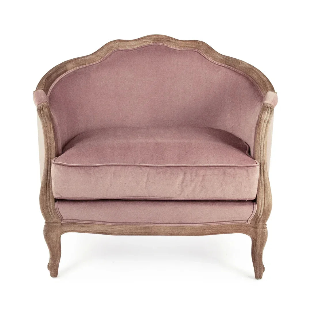 Blush Rose Velvet French Accent Chair
