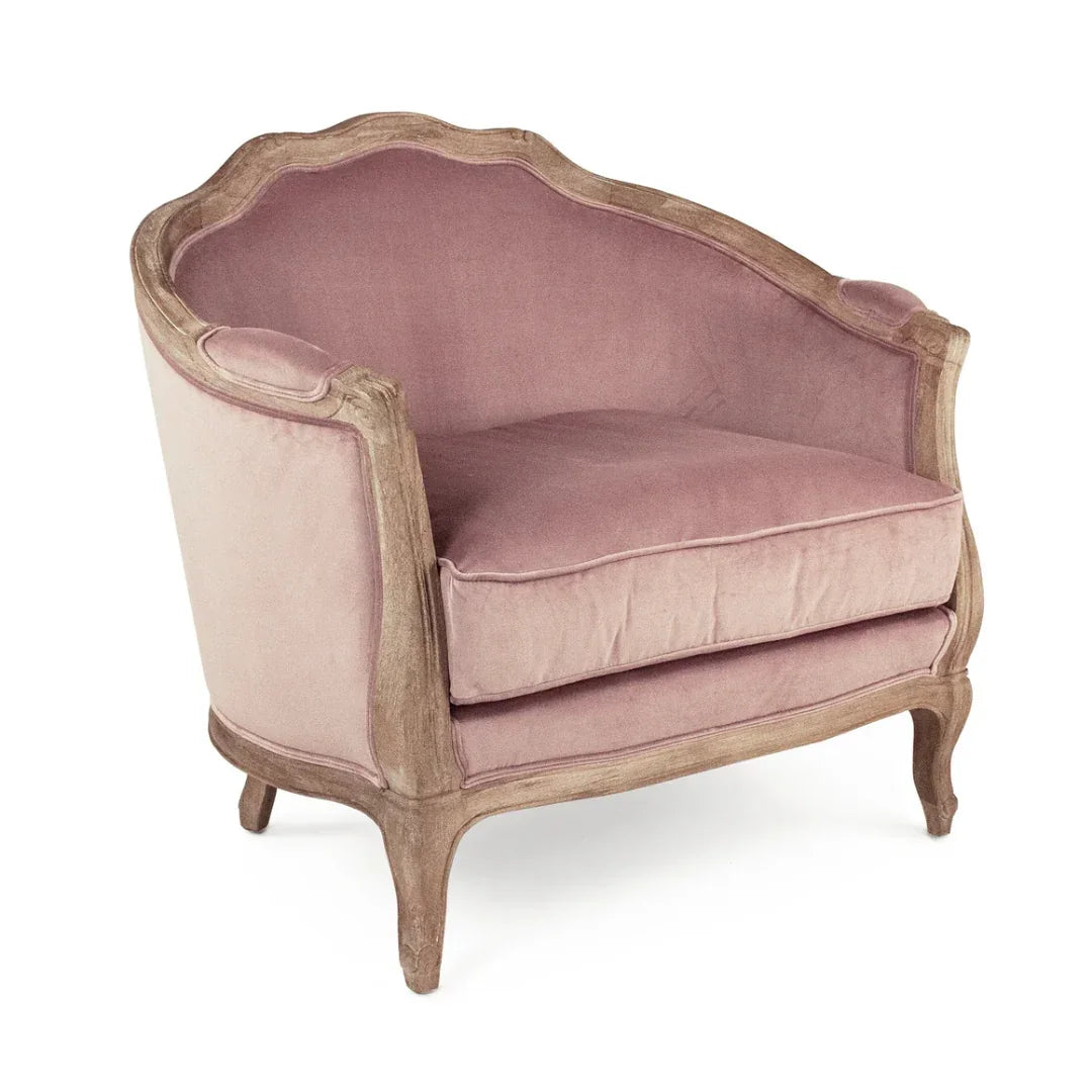 Blush Rose Velvet French Accent Chair