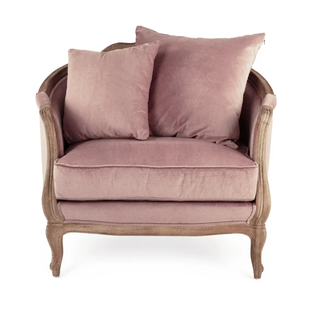 Blush Rose Velvet French Accent Chair