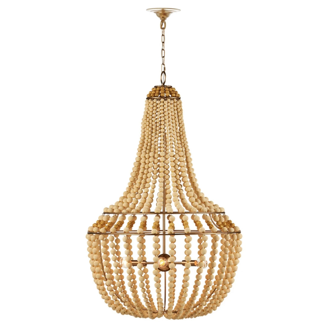 Boho Wood Bead Chandelier