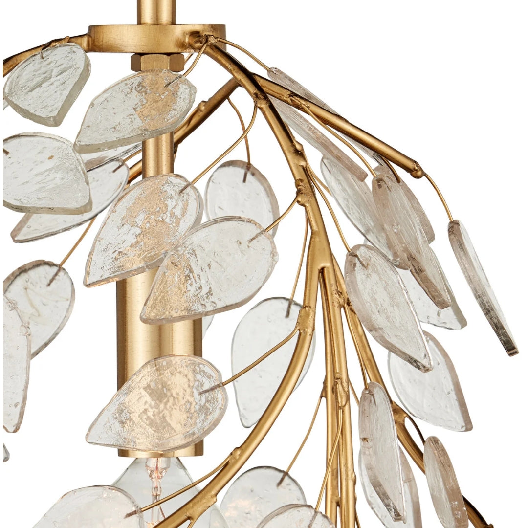 Brass Branch Pendant With Glass Leaves