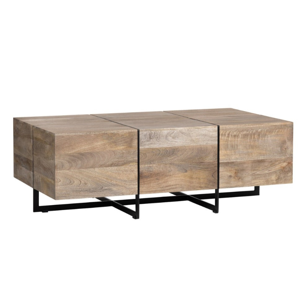 Stained Wood Block Coffee Table