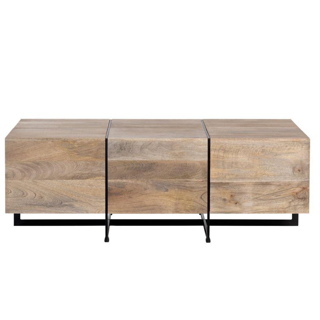 Stained Wood Block Coffee Table