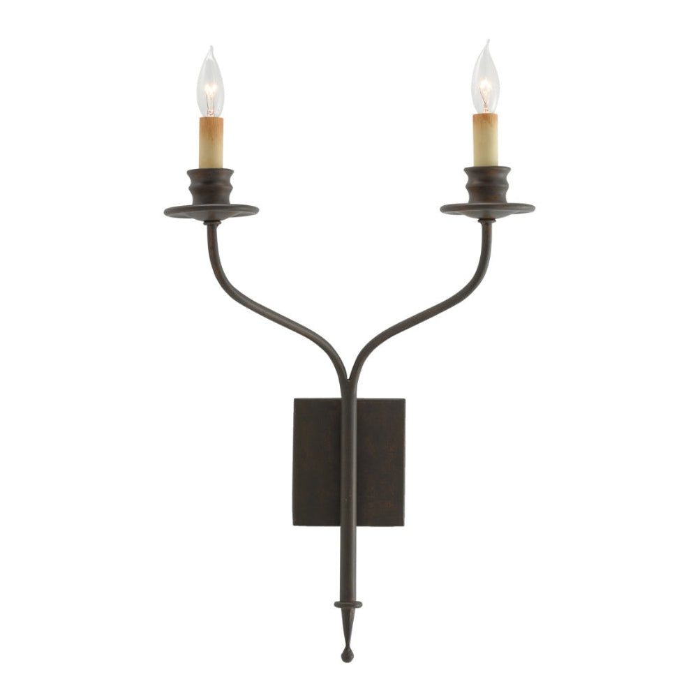Dark Bronze Wrought Iron Arc Wall Sconce