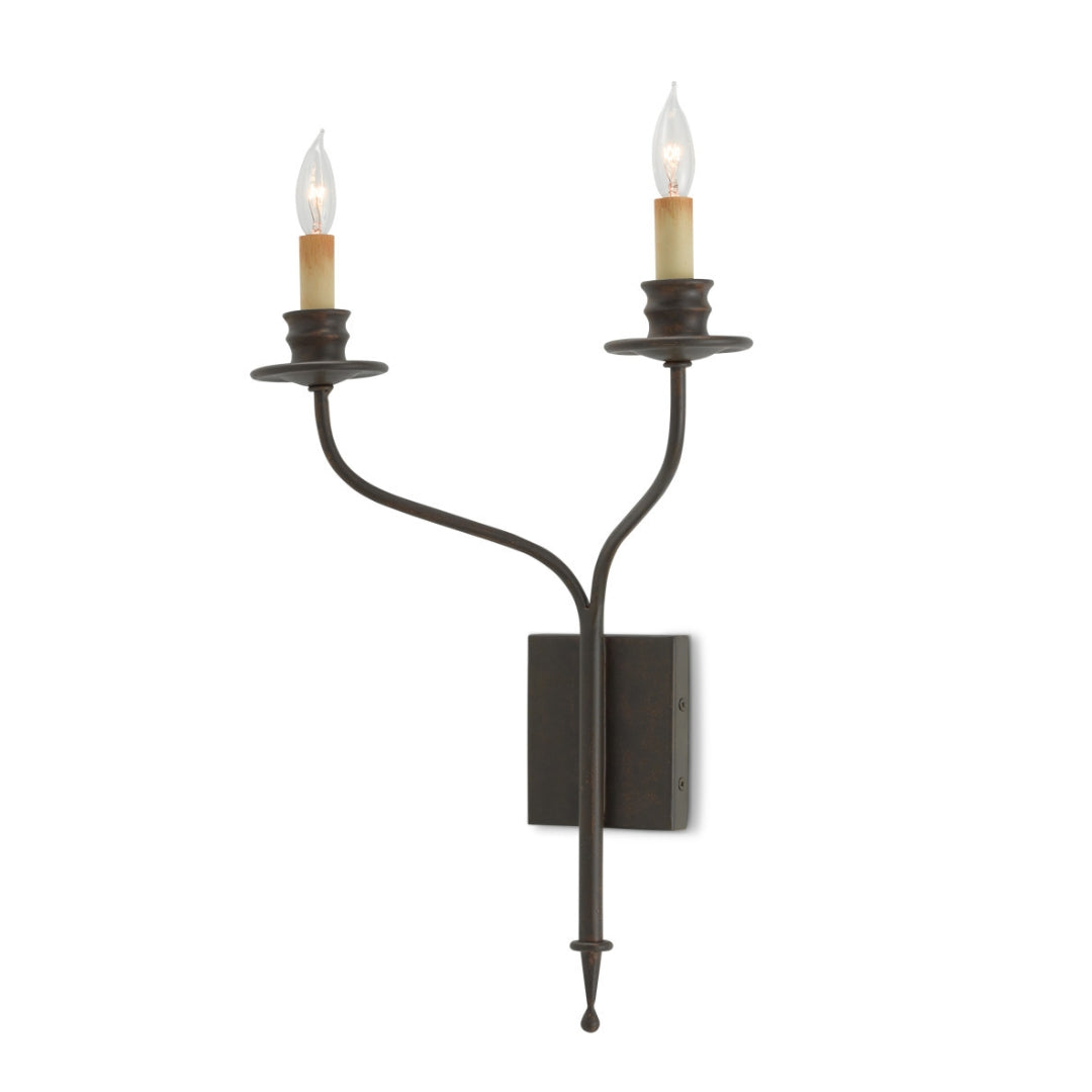 Dark Bronze Wrought Iron Arc Wall Sconce