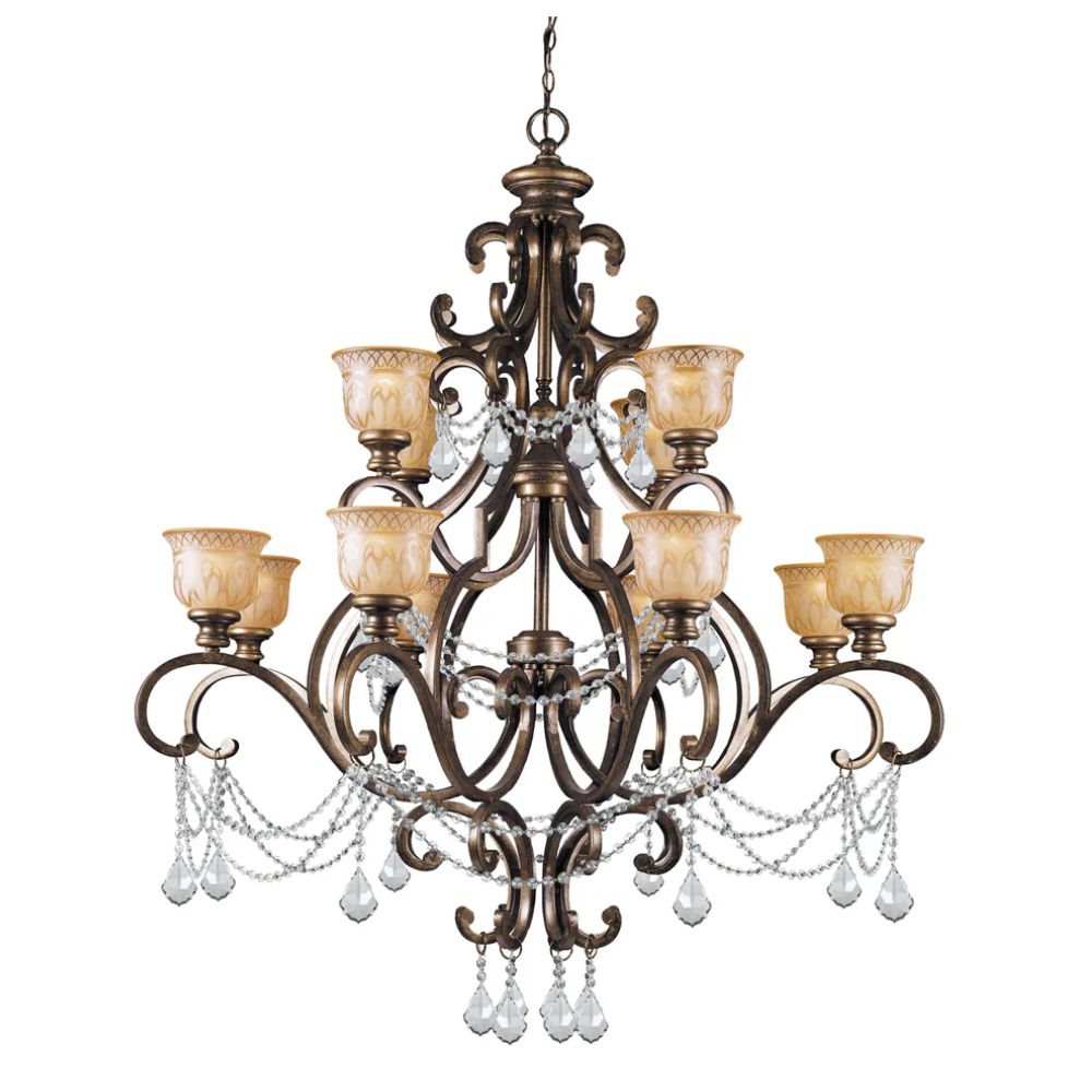 Bronze Crystal Amber Chandelier