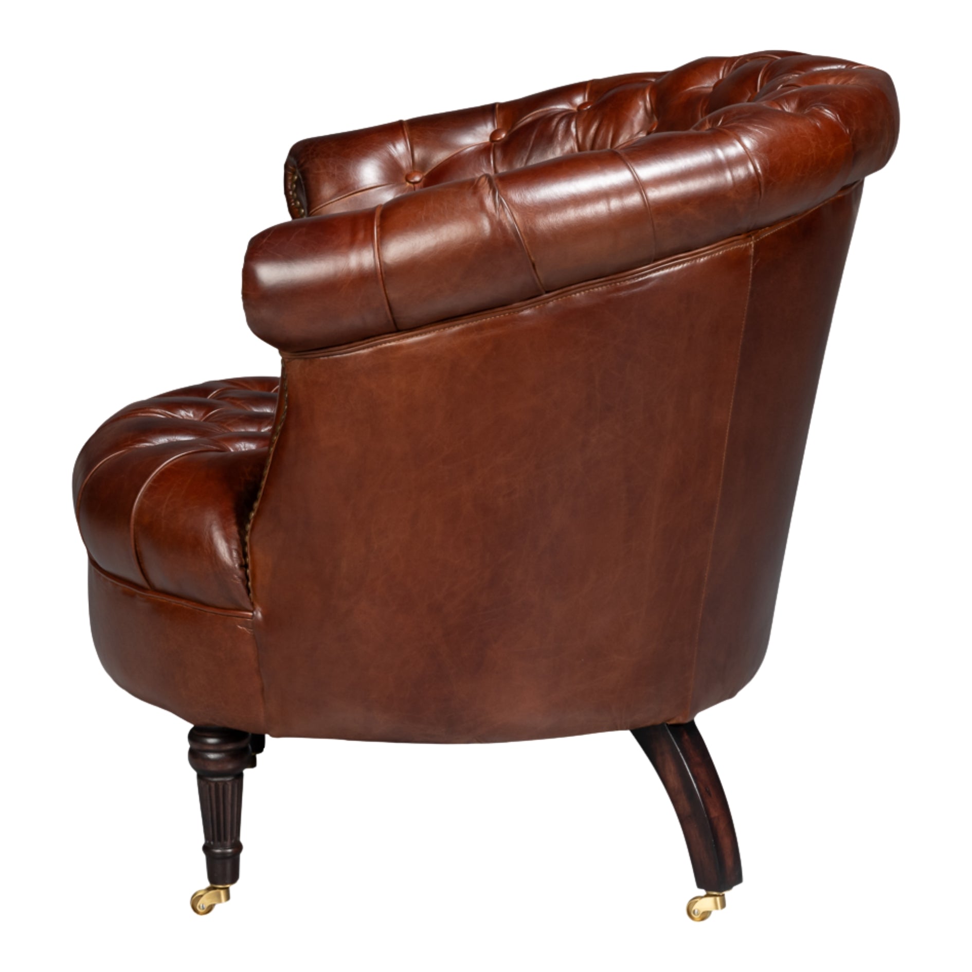 Brown Classic Barrel Chesterfield Leather Chair